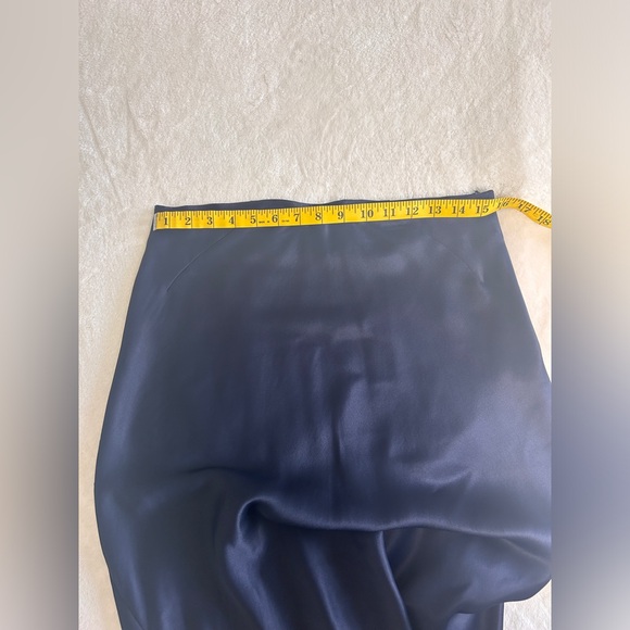 Zara Satin High Waist Midi Skirt in Navy Blue - Picture 7 of 12